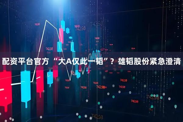 配资平台官方 “大A仅此一韬”?雄韬股份紧急澄清